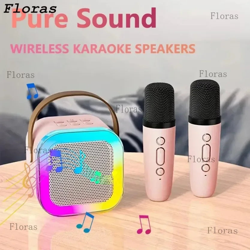Speaker Portable Wireless with Microphone KTV Speaker Subwoofer with RGB Colorful LED Lights Karaoke Machine for Outdoor