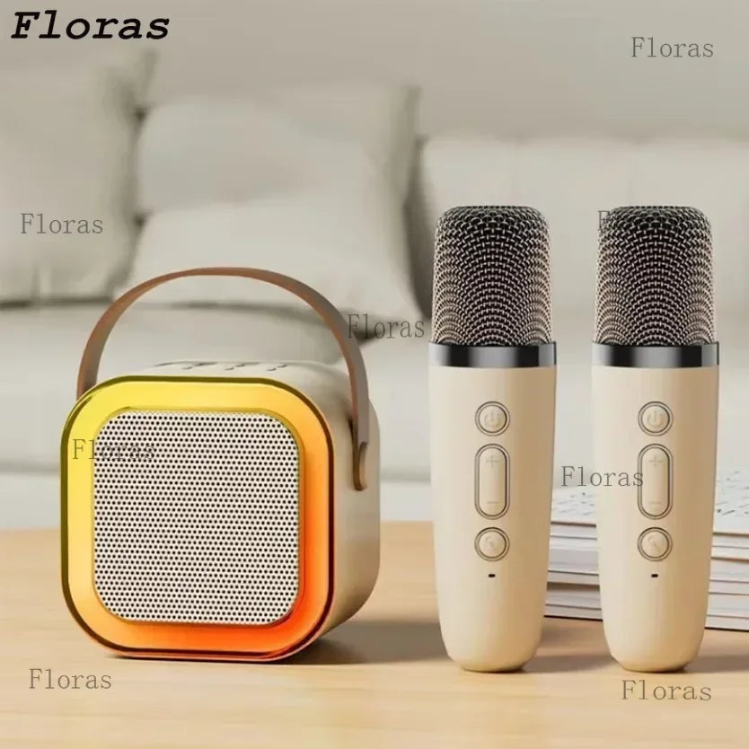 Speaker Portable Wireless with Microphone KTV Speaker Subwoofer with RGB Colorful LED Lights Karaoke Machine for Outdoor