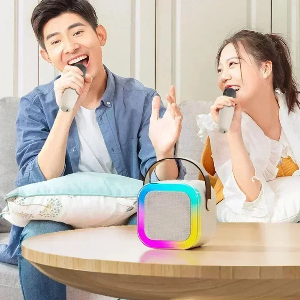 Speaker Portable Wireless with Microphone KTV Speaker Subwoofer with RGB Colorful LED Lights Karaoke Machine for Outdoor