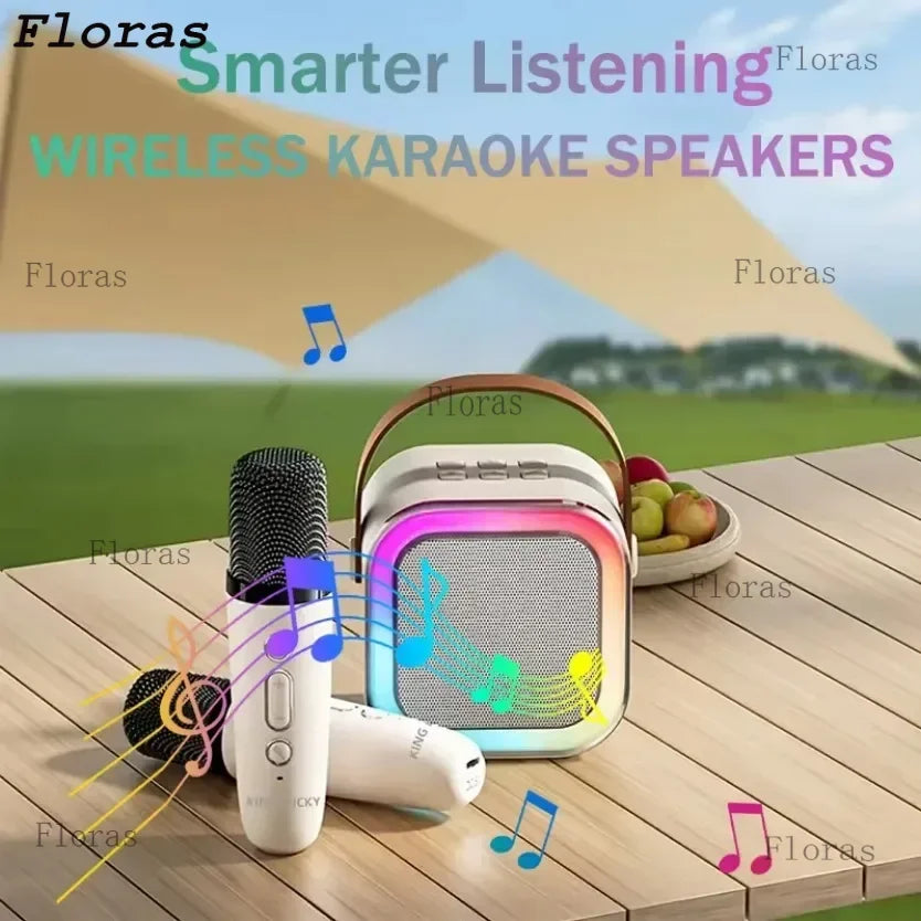 Speaker Portable Wireless with Microphone KTV Speaker Subwoofer with RGB Colorful LED Lights Karaoke Machine for Outdoor