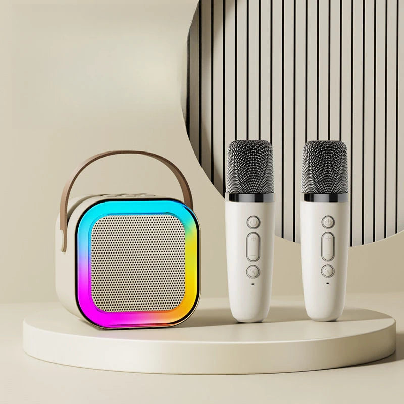 Speaker Portable Wireless with Microphone KTV Speaker Subwoofer with RGB Colorful LED Lights Karaoke Machine for Outdoor