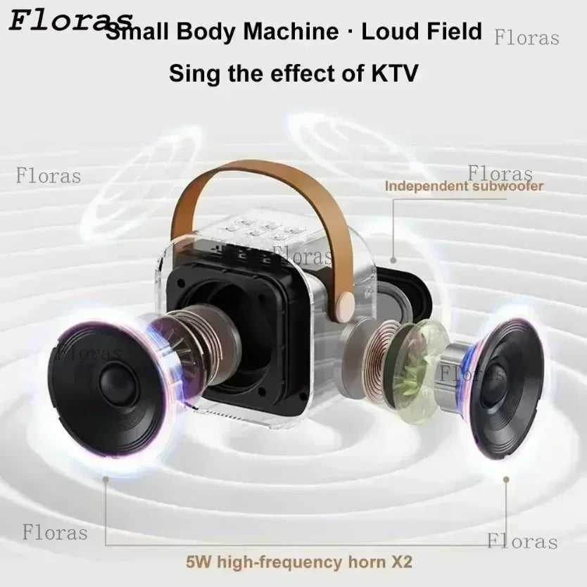 Speaker Portable Wireless with Microphone KTV Speaker Subwoofer with RGB Colorful LED Lights Karaoke Machine for Outdoor