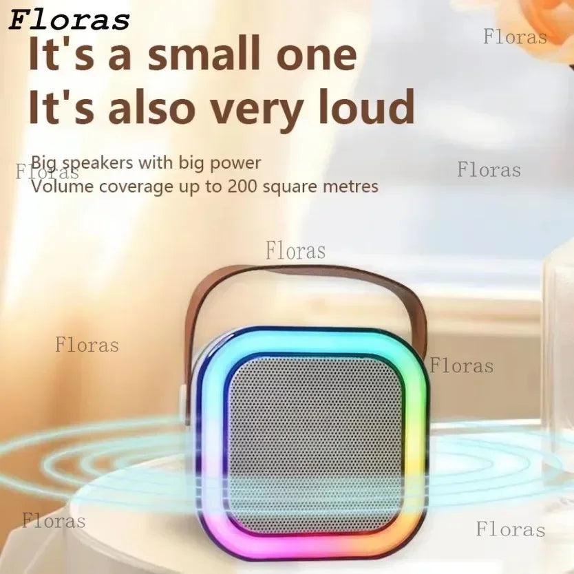 Speaker Portable Wireless with Microphone KTV Speaker Subwoofer with RGB Colorful LED Lights Karaoke Machine for Outdoor
