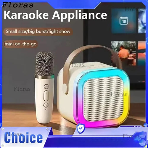 Speaker Portable Wireless with Microphone KTV Speaker Subwoofer with RGB Colorful LED Lights Karaoke Machine for Outdoor