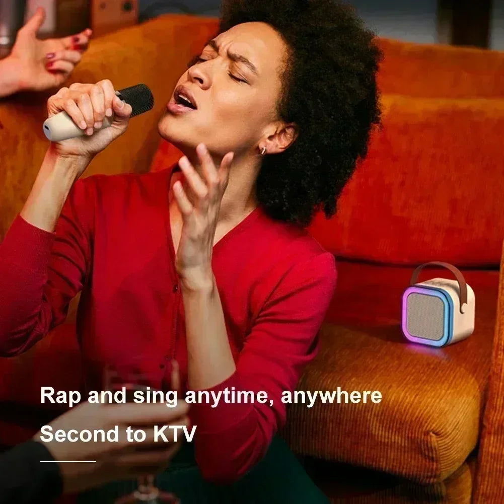 Speaker Portable Wireless with Microphone KTV Speaker Subwoofer with RGB Colorful LED Lights Karaoke Machine for Outdoor